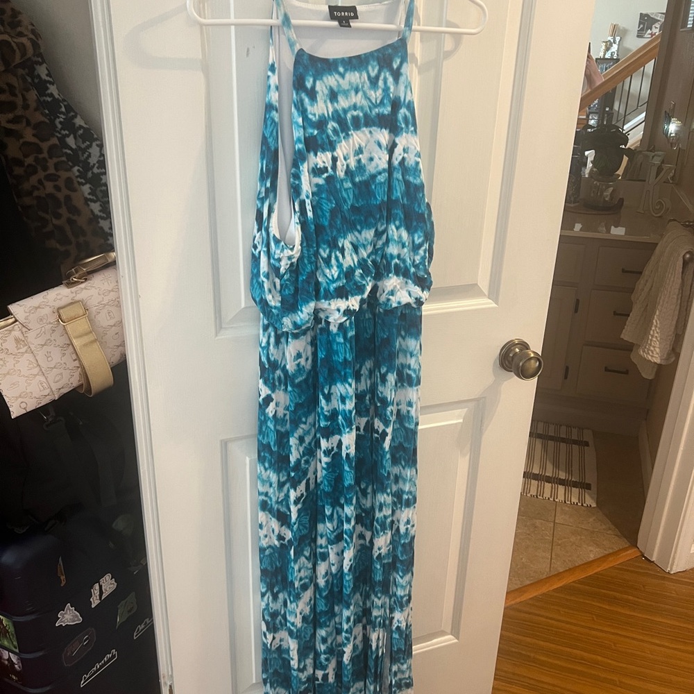 Torrid Blue and White Maxi Dress